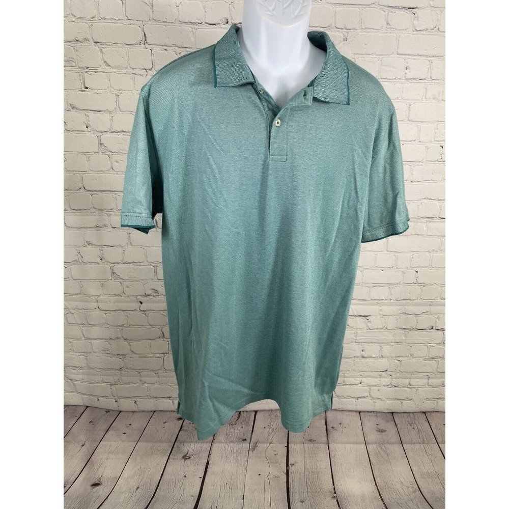 Members Mark Stretch Cotton Pique Polo Green Men’s Collared Short Sleeve Shirt M